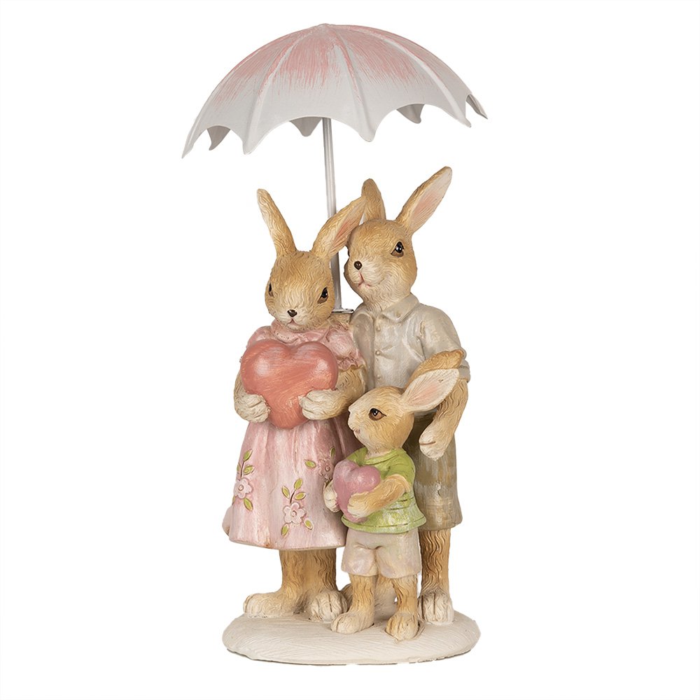 Beeld Konijn 15 cm Bruin Roze Polyresin Paasdecoratie