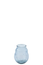 J-Line windlicht Gestreept - glas - lichtblauw - L