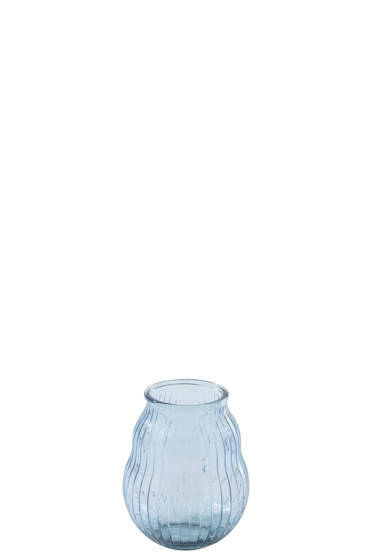 J-Line windlicht Gestreept - glas - lichtblauw - L