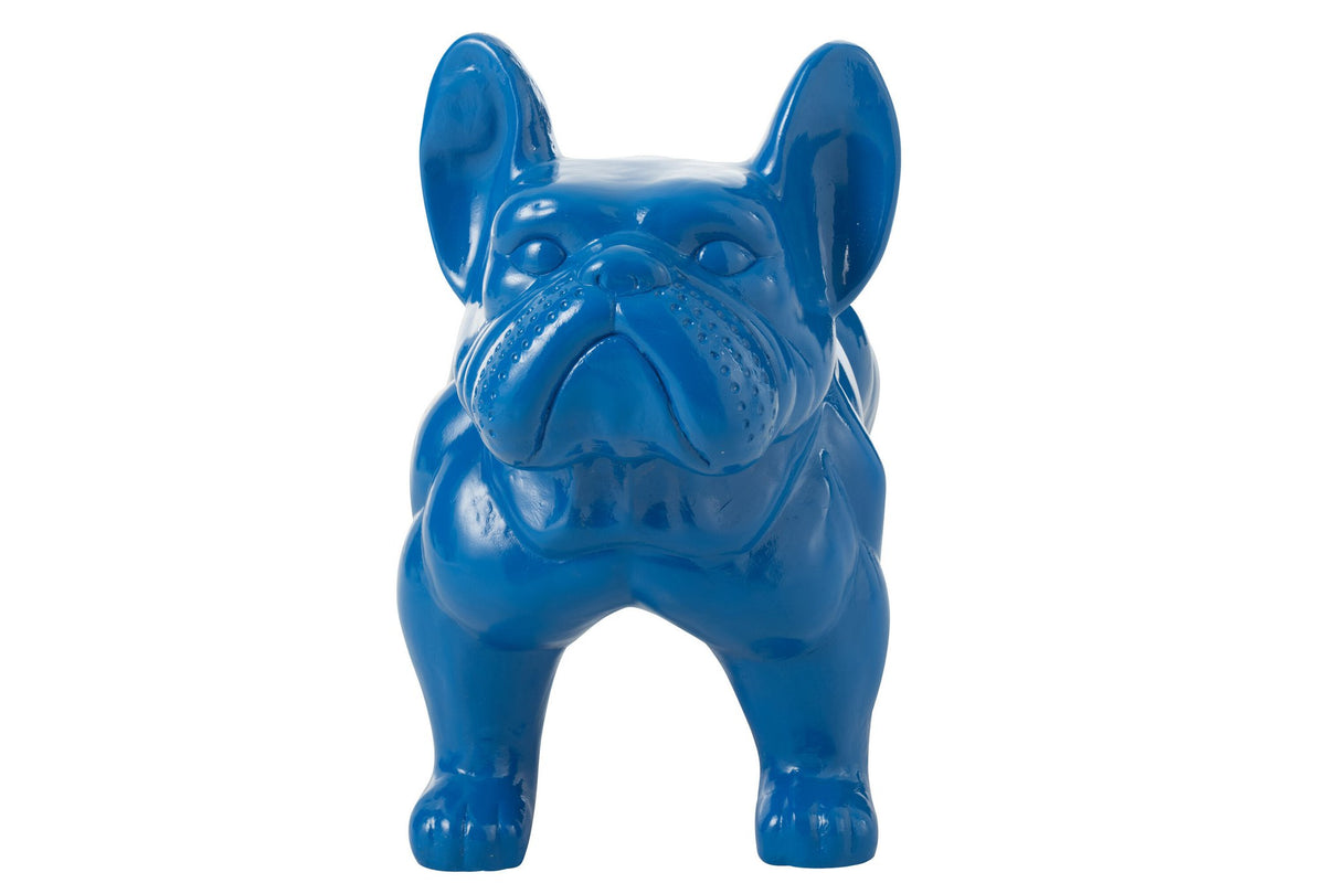 J-Line decoratie Bulldog - hout - blauw