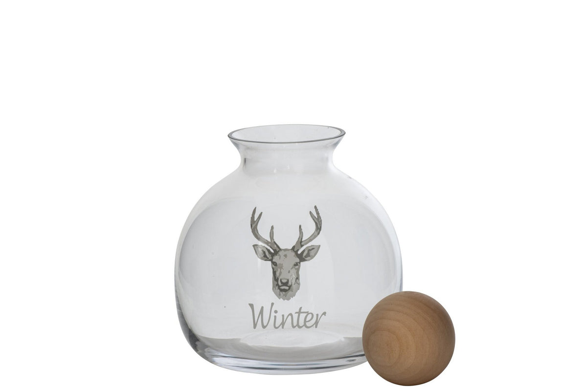 J-Line kan hert - glas - wit/naturel