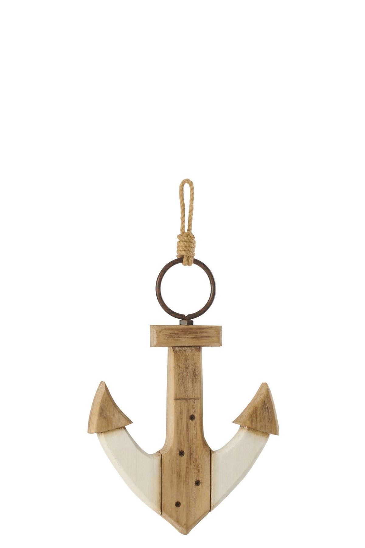 J-Line decoratie Anker - hout - naturel/wit - S
