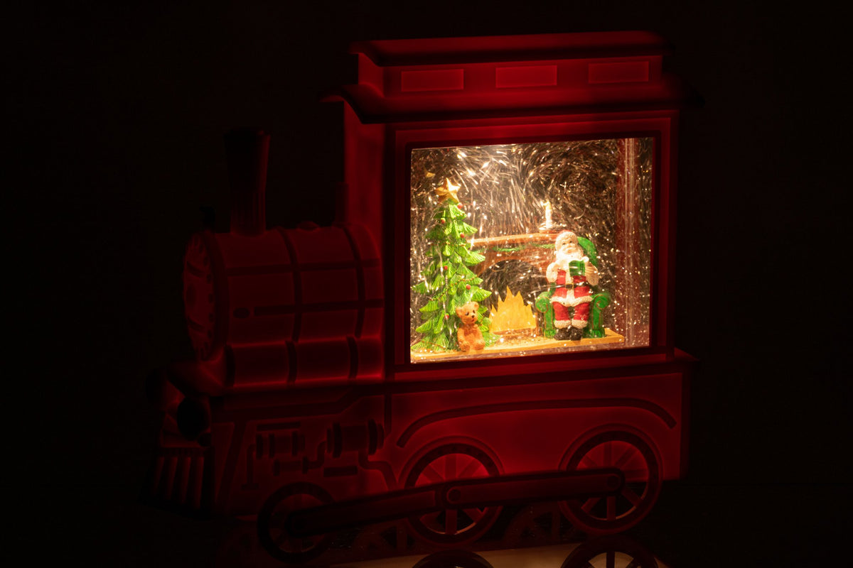 J-Line decoratie Locomotief - kunststof - rood