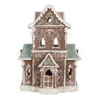 Gingerbread house met LED 15x12x20 cm Bruin Kunststof