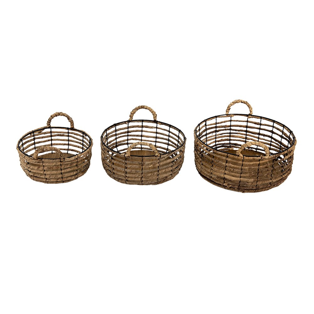 Opbergmand set van 3 Ø 39 Ø 34 Ø 29 cm bruin rotan mand