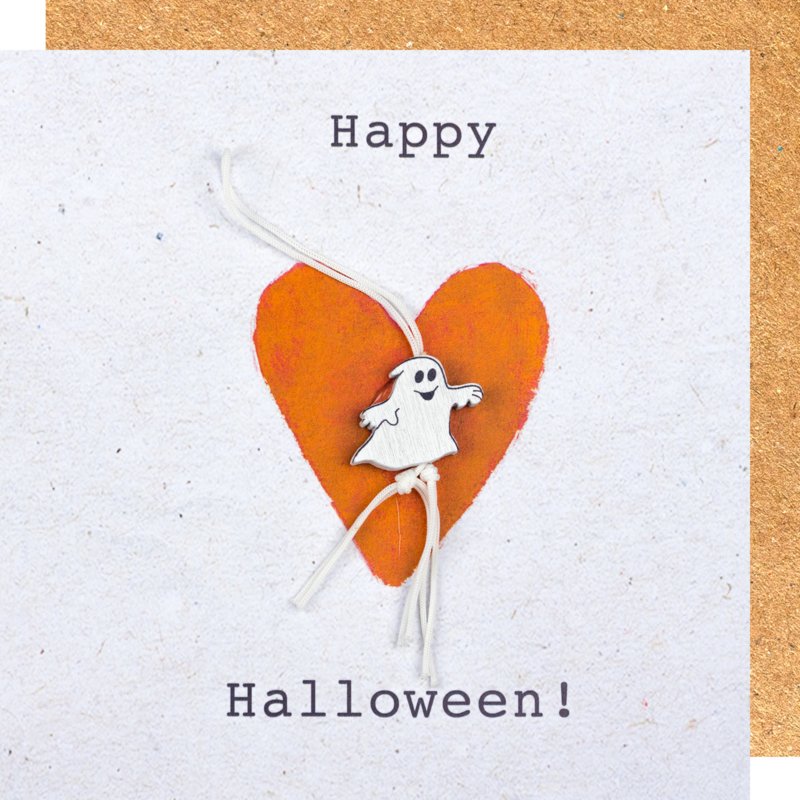 Wenskaart Happy Halloween spook