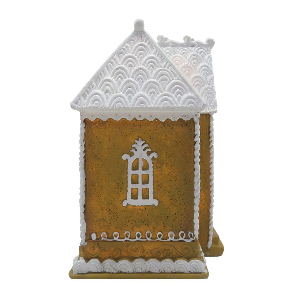 Gingerbread house met LED 12x9x15 cm Bruin Polyresin Peperkoekhuisje