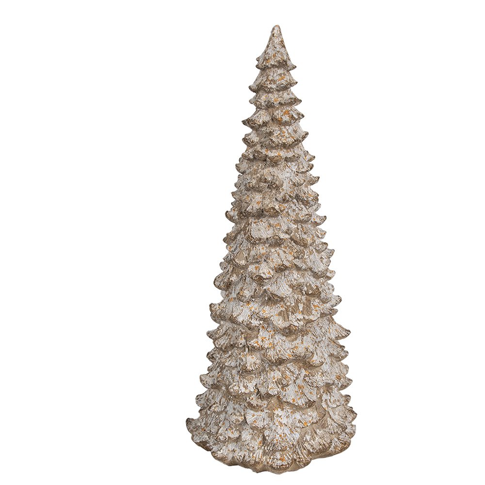 Decoratie Beeld Kerstboom Ø 13x30 cm Wit Beige Kunststof