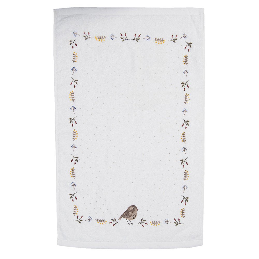 Gastendoekje 40x66 cm Beige Bruin Katoen Vogel Toilet Handdoek