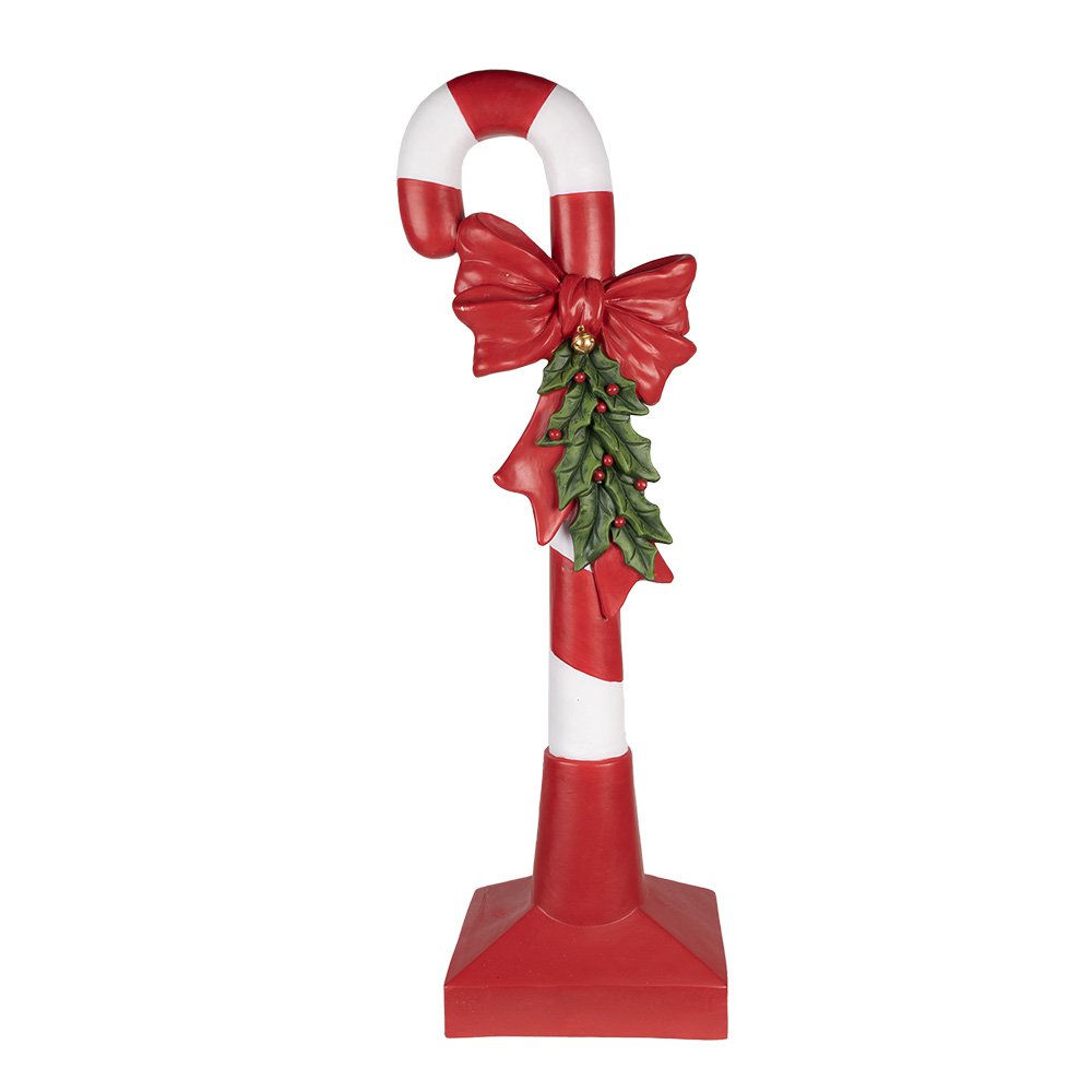 Kerstdecoratie Beeld Zuurstok 100 cm Rood Wit Polyresin Kerstfiguren