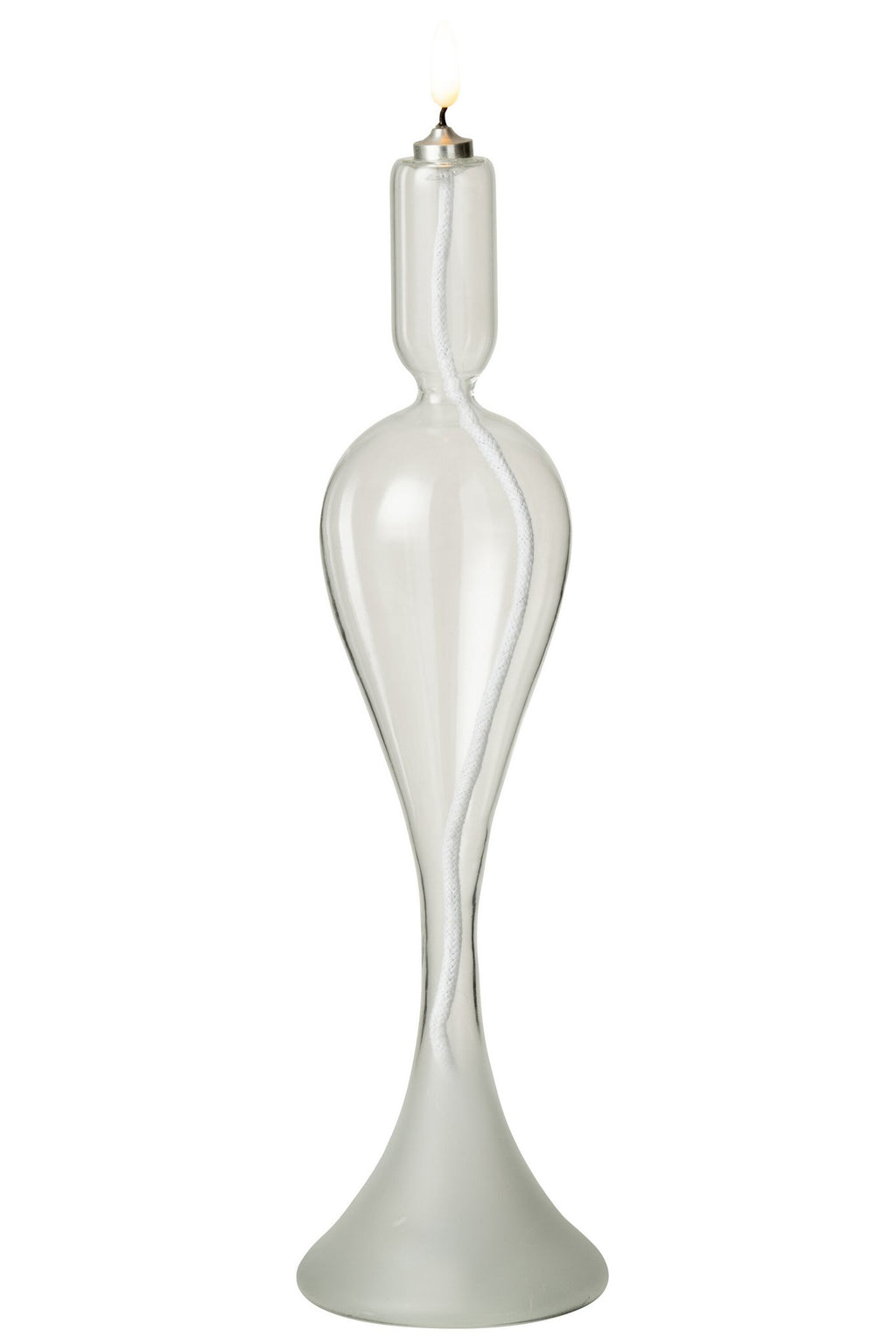 J-Line kaars - glas - transparant - L - LED lichtjes