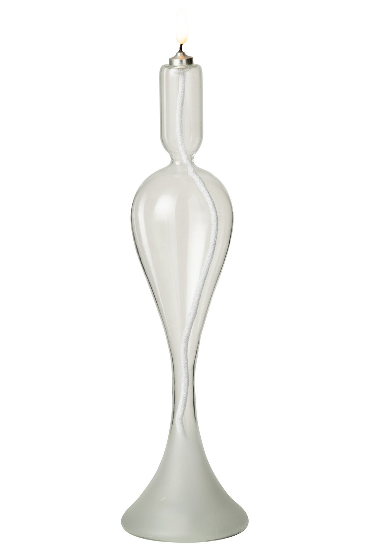 J-Line kaars - glas - transparant - L - LED lichtjes