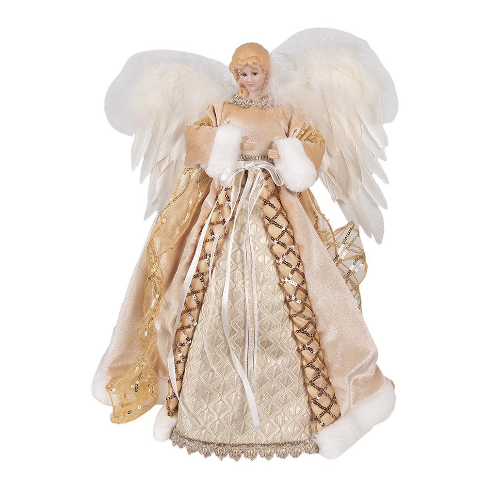 Kerstdecoratie BEeld Engel 41 cm Goudkleurig Kunstst van Kerstdecoratie