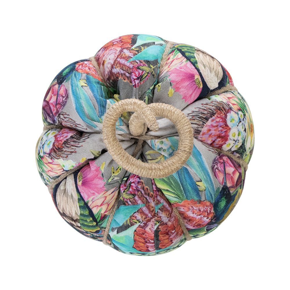 Handgemaakt decoratie fleury pompoen pauw bont small