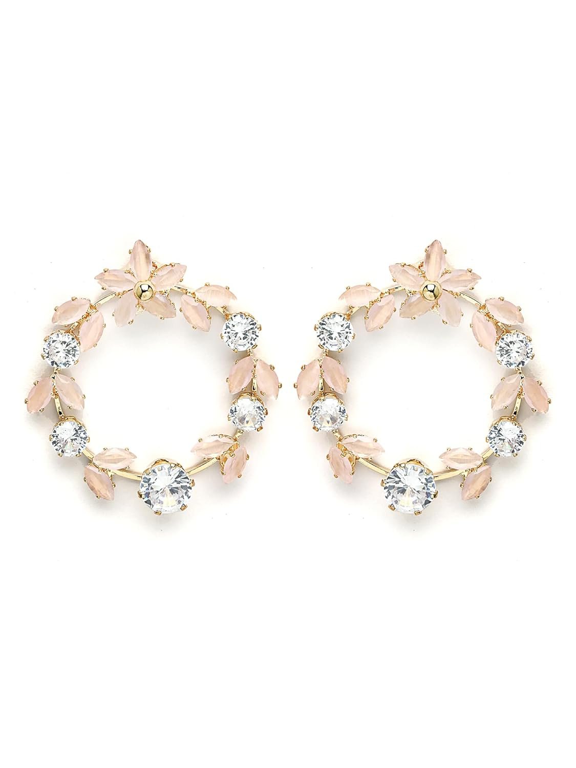Ronde oorbellen – mode-sieraden voor dames – vergulde roze Amerikaanse diamant – enkel paar