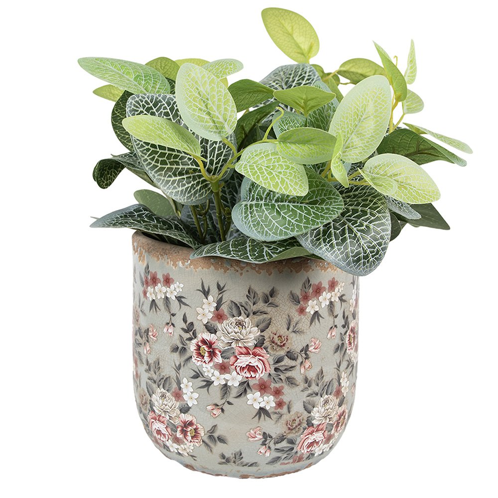 Bloempot Ø 17x16 cm Grijs Keramiek Bloemen