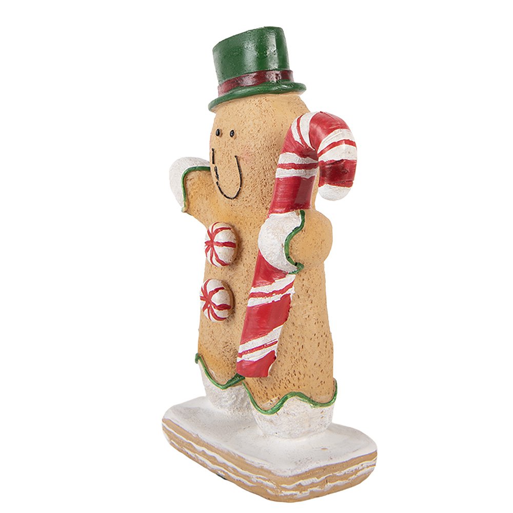 Kerstdecoratie Beeld Gingerbread man 12x6x18 cm Bruin Polyresin