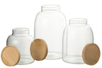 J-Line voorraadpot Tom - glas/bamboe - transparant/naturel - large