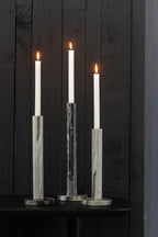 J-Line kaarshouder Marmer - steen - zwart/grijs - set van 3