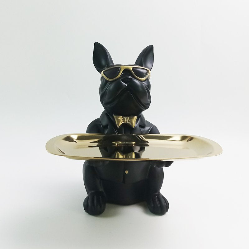 Bulldog zwart met dienblad
