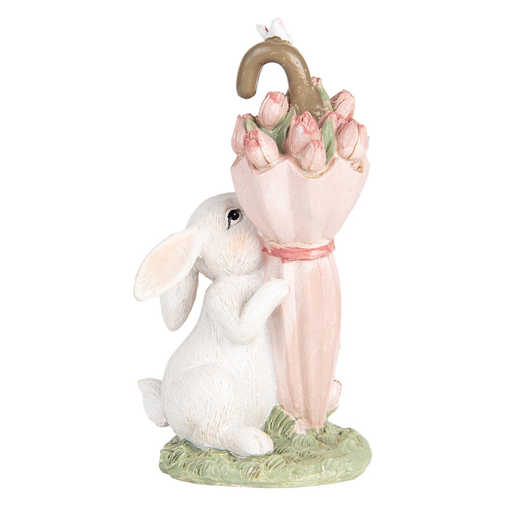 Decoratie Beeld Konijn 15 cm Wit Roze Kunststof
