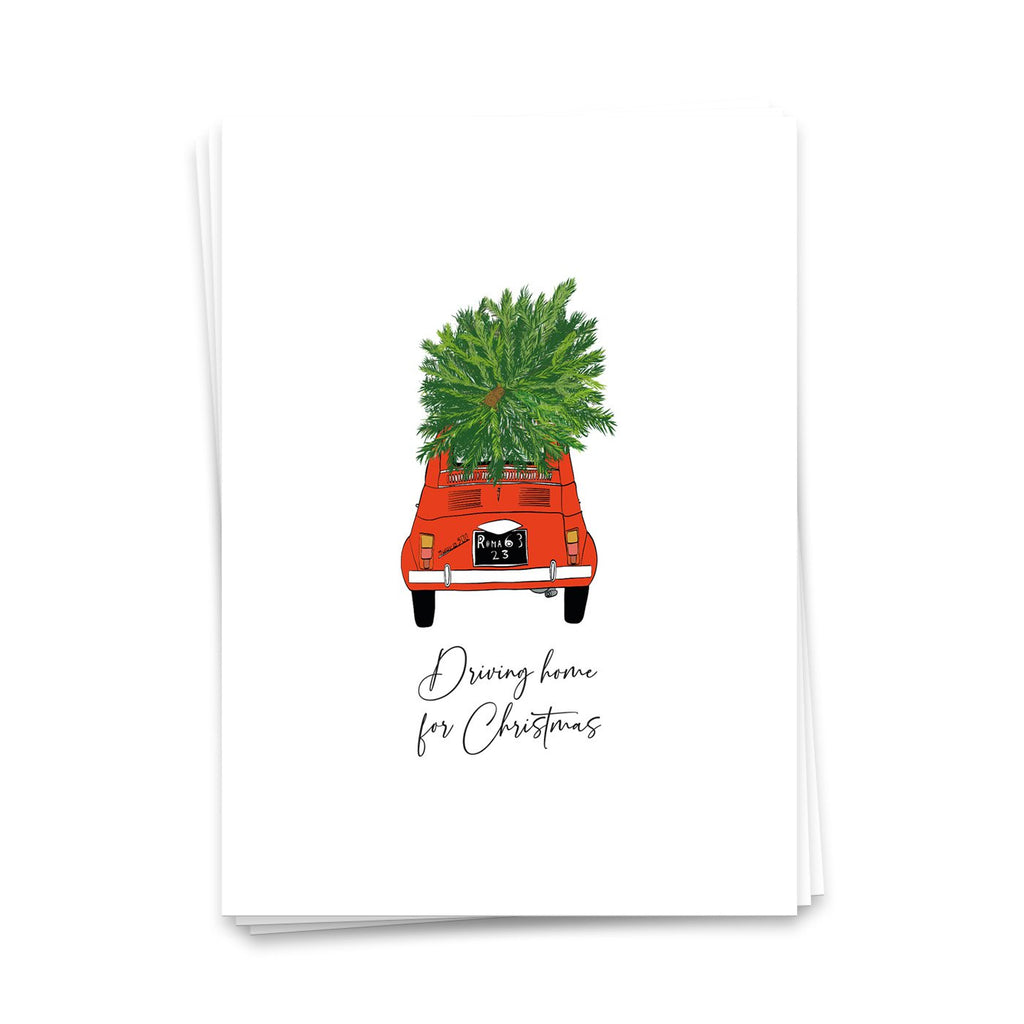 Rijden naar huis voor Kerstmis - Kerstkaart 10 set