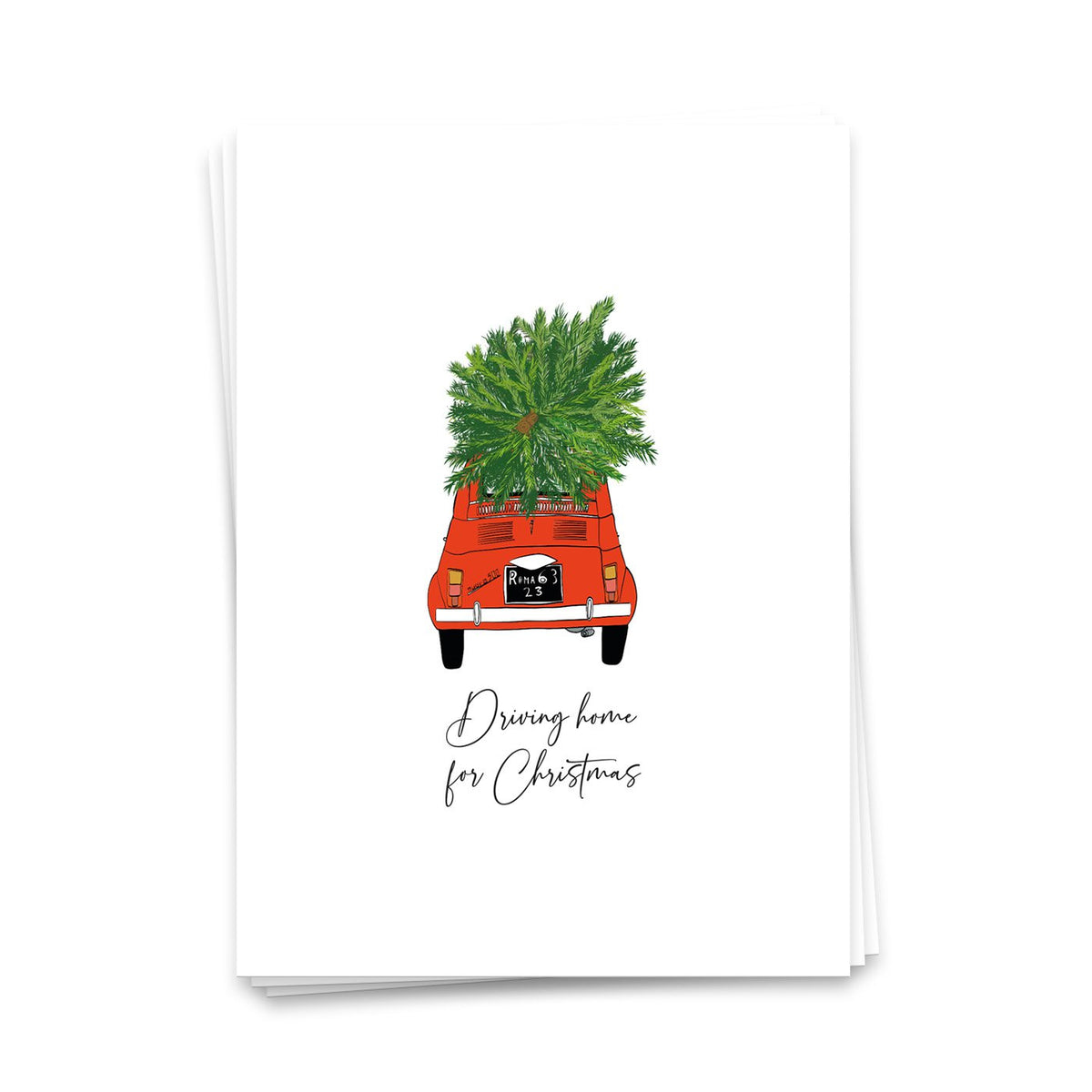 Rijden naar huis voor Kerstmis - Kerstkaart 10 set
