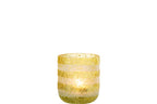 J-Line kaarshouder Strepen - glas - geel/wit - small