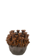J-Line vaas Anemone - porselein - bruin/grijs - small - Ø 23.5 cm