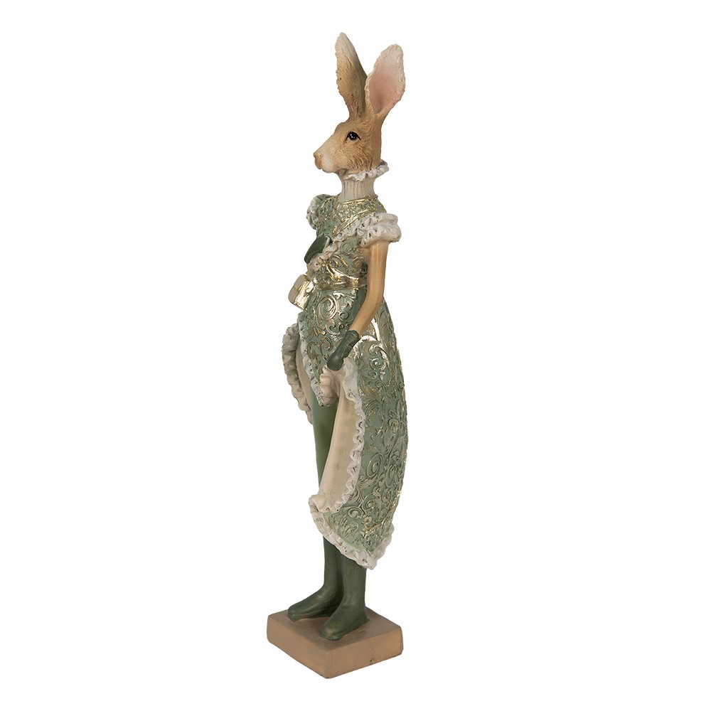 Beeld Konijn 11x8x33 cm Groen Polyresin