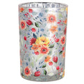 Theelichthouder Ø 12x18 cm Grijs Glas Bloemen