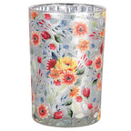 Theelichthouder Ø 12x18 cm Grijs Glas Bloemen