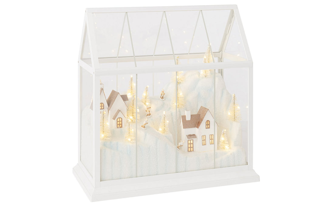 J-Line Ledkerstdorp - glas/synthetisch - wit/goud - large