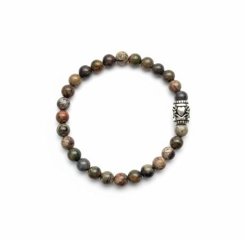 Dames armband Picasso Jaspis bruin 6 mm met basic kraal