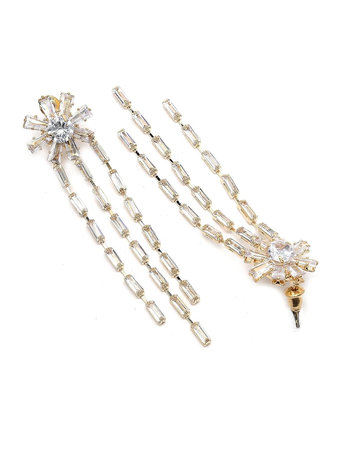 Oorbellen met bloemvormige zirkonia – mode-sieraden – verguld – paar
