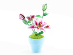 Bouwpakket 3D Model DIY Roze Lelies in Pot- gekleurd- metaal