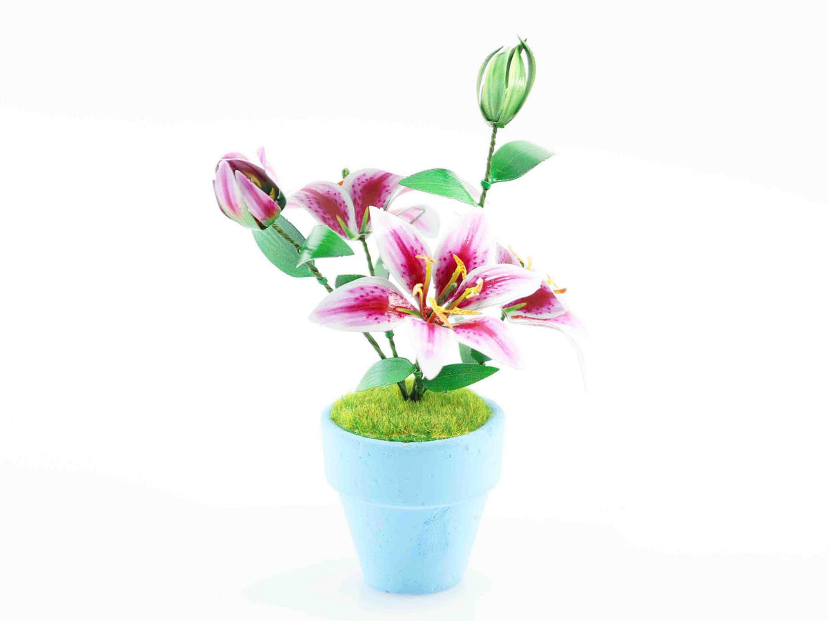 Bouwpakket 3D Model DIY Roze Lelies in Pot- gekleurd- metaal
