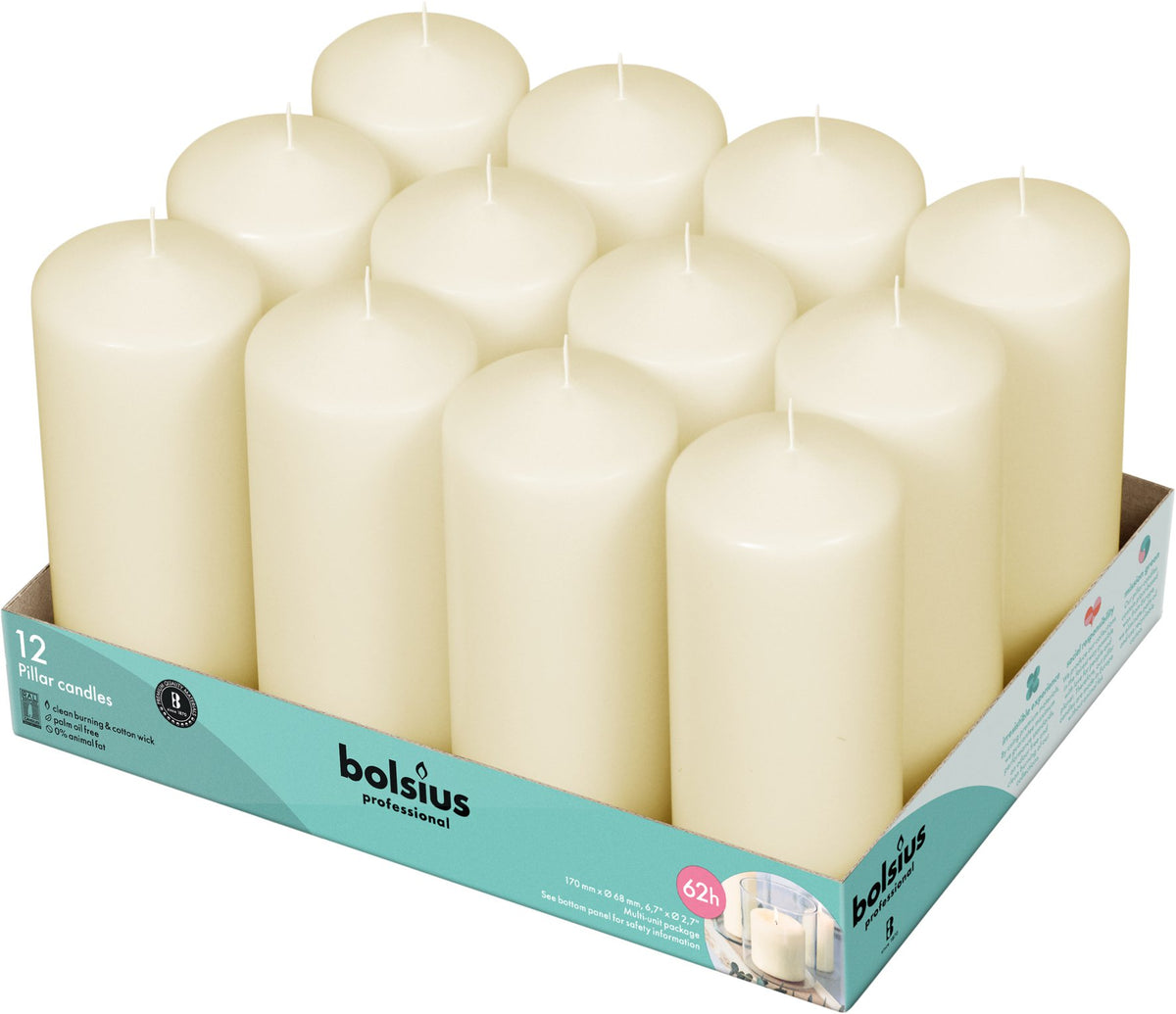 Horeca stompkaarsen 17/7 tray 12 Ivoor