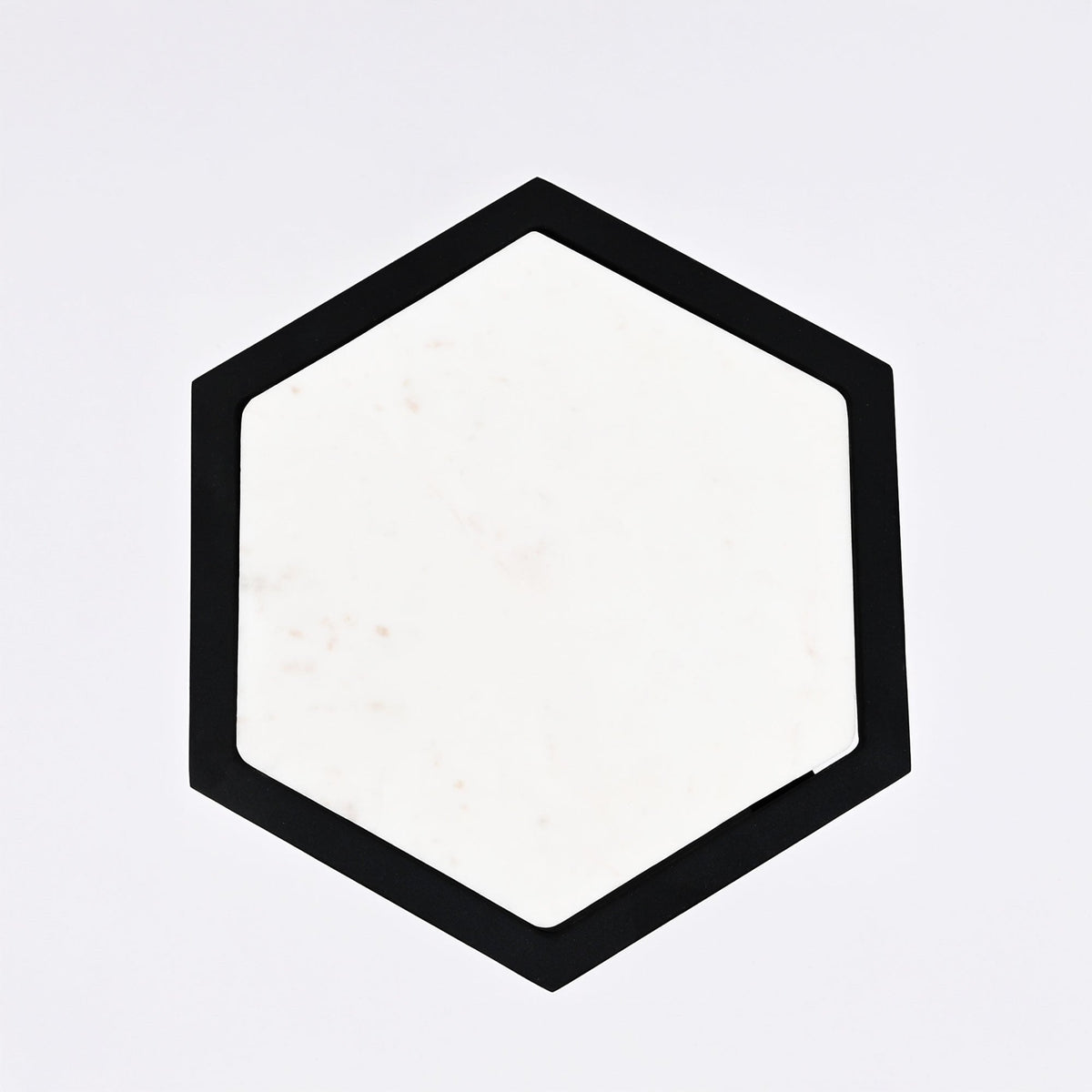 Marmeren bijzettafels Hexagon - Zwart ijzer - Set van twee