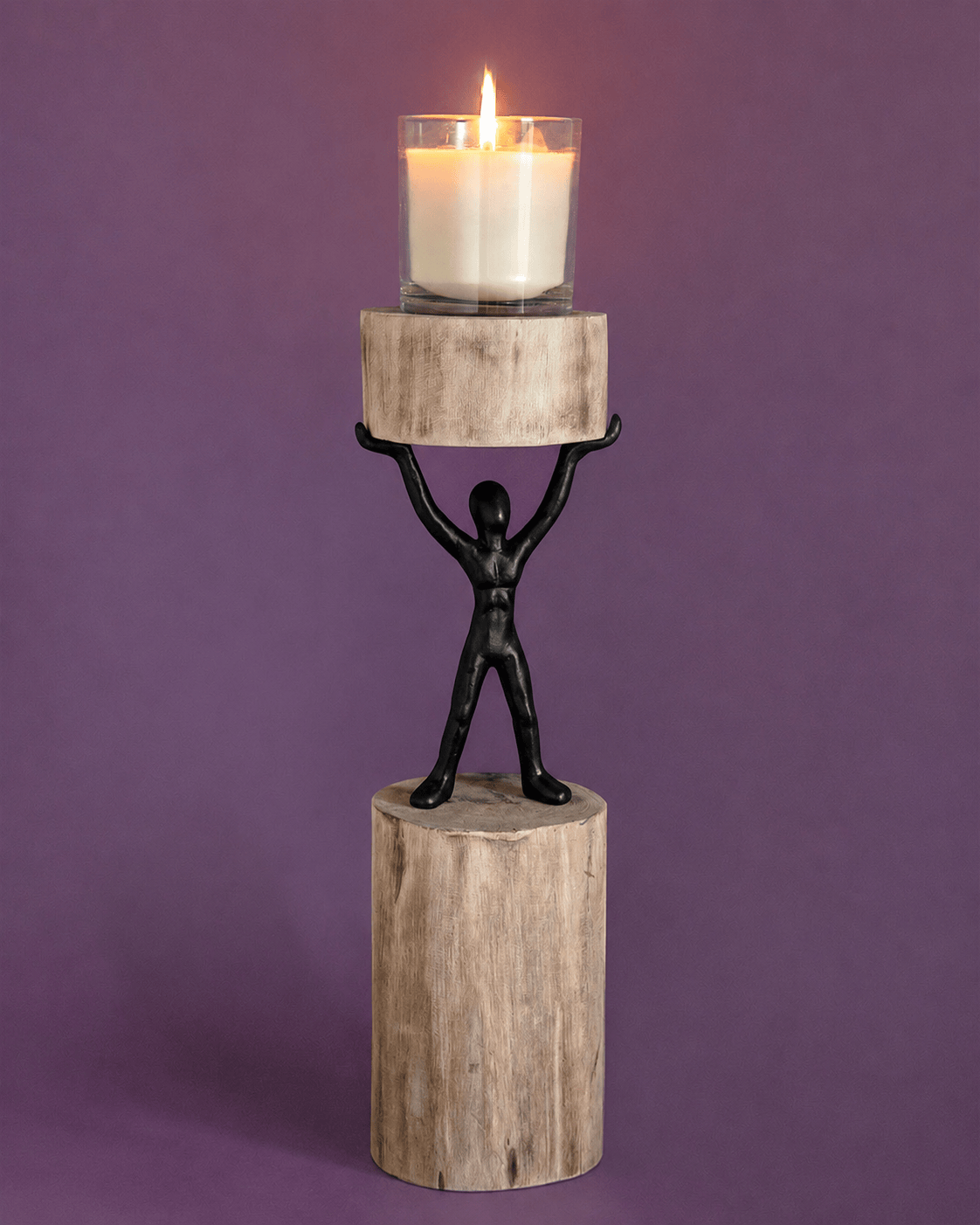Kaarshouder | Mangohouten zuil | Groot, 12x10x5cm