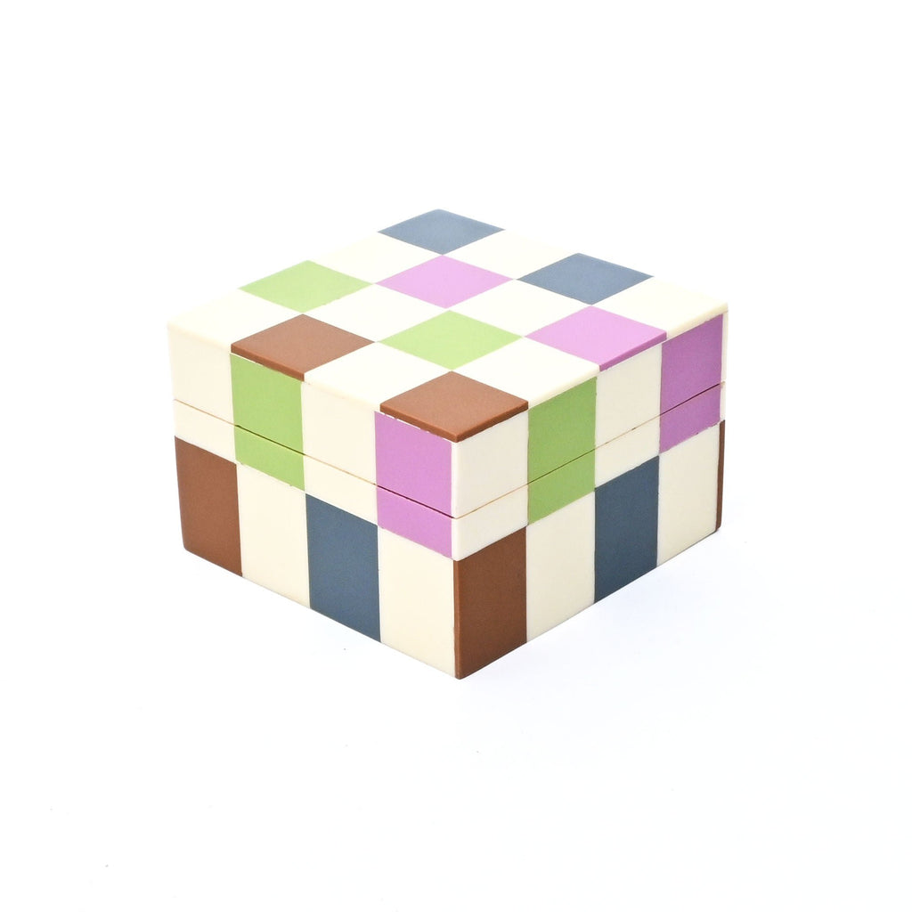 Geruite hars opbergdoos 4x4 inch modern MDF-decor