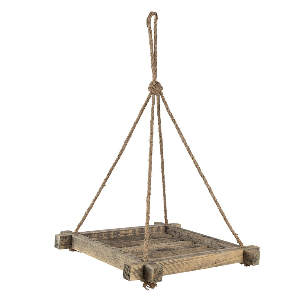 Plantenhanger 36x36 cm Bruin Hout Hangpot
