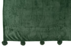J-Line Plaid Pompom - polyester - donkergroen - 170 x 130 cm