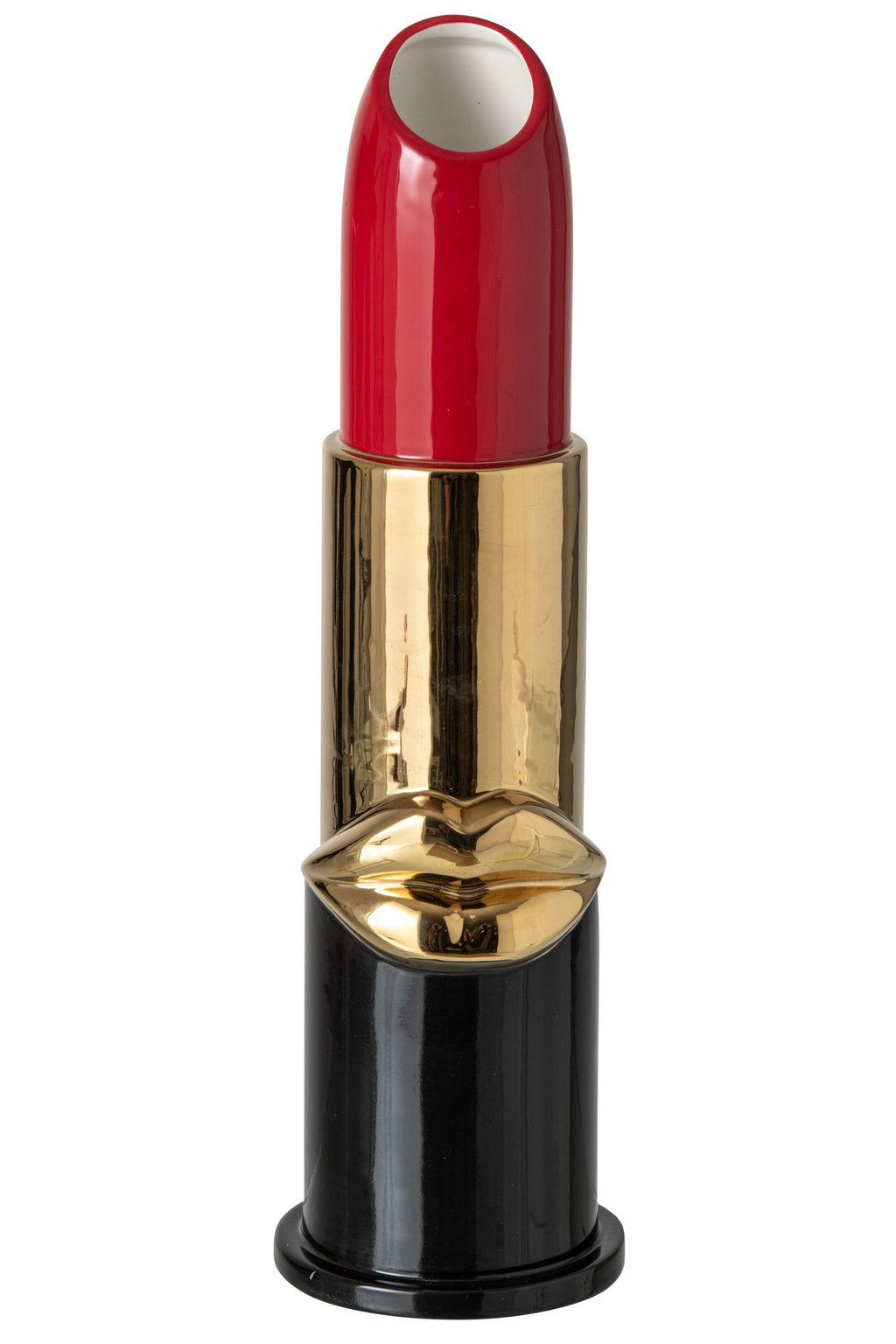 J-Line Vaas met rode lippen - hars - rood