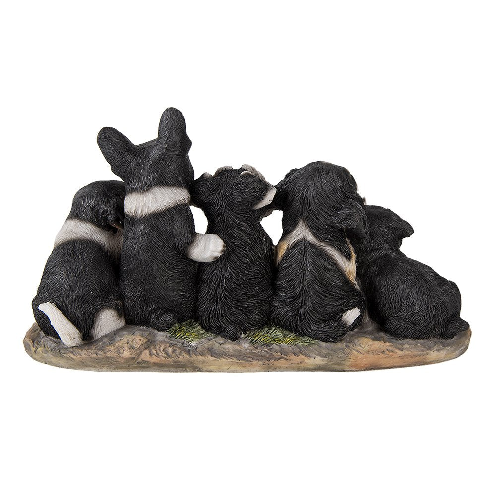 Beeld Hond 33x12x17 cm Zwart Wit Kunststof