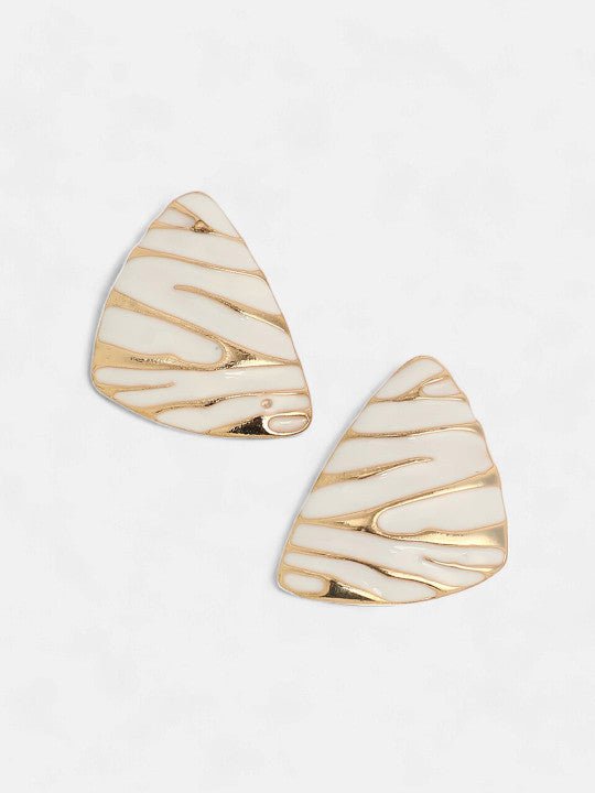 Witte oorknopjes – mode-sieraden – vergulde afwerking