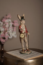 Beeld Konijn 39 cm Wit Goudkleurig Polyresin Klok Paasdecoratie