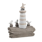 Decoratie Beeld Vuurtoren 10x4x12 cm Wit Bruin Kunststof