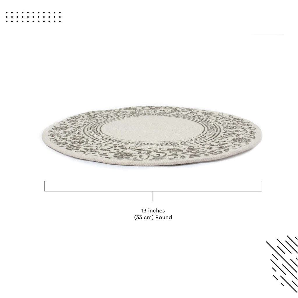 Ronde eetplacemats – geribbeld katoen – diameter 32 cm – set van 4