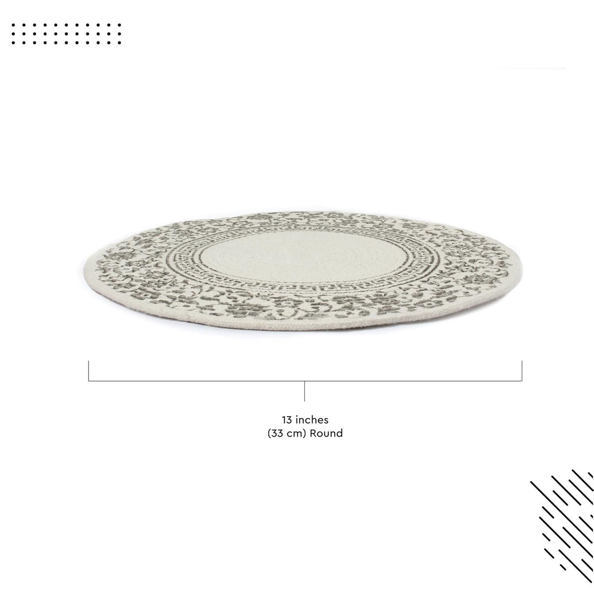 Ronde eetplacemats – geribbeld katoen – diameter 32 cm – set van 4